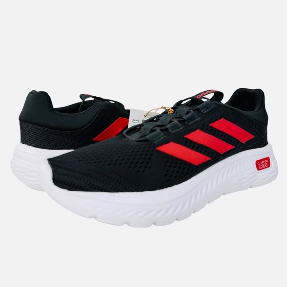 adidas Other - Adidas Mens Cloudfoam Comfy Elastic Lace Sneaker Shoes Black/Red IH3609 Size 7.5